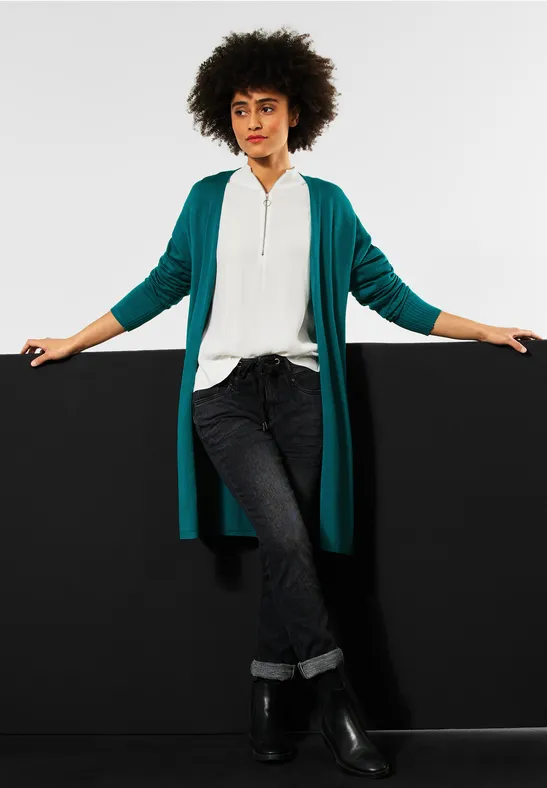 Langer Cardigan peacock green