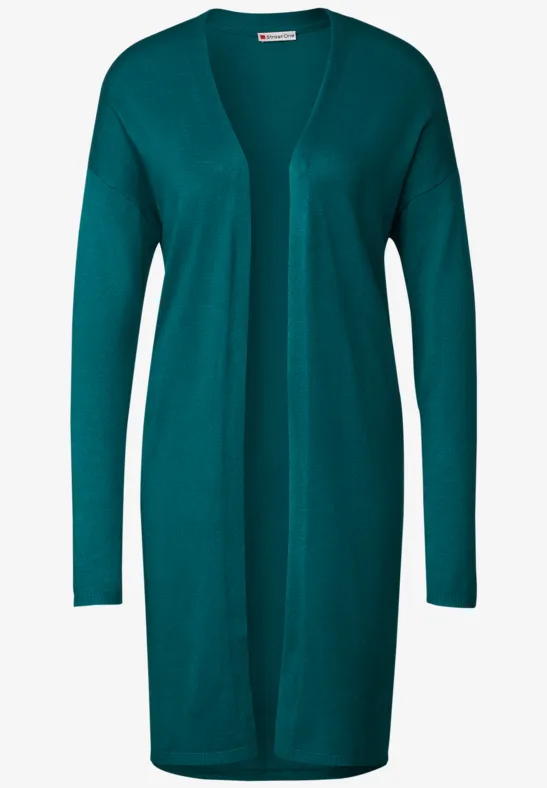 Langer Cardigan peacock green