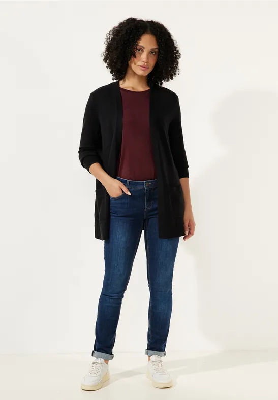 Basic Cardigan mit Taschen Black