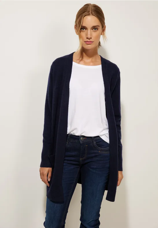Basic Cardigan mit Taschen deep blue