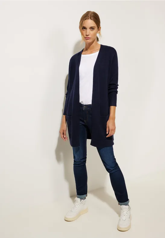 Basic Cardigan mit Taschen deep blue