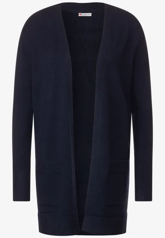 Basic Cardigan mit Taschen deep blue