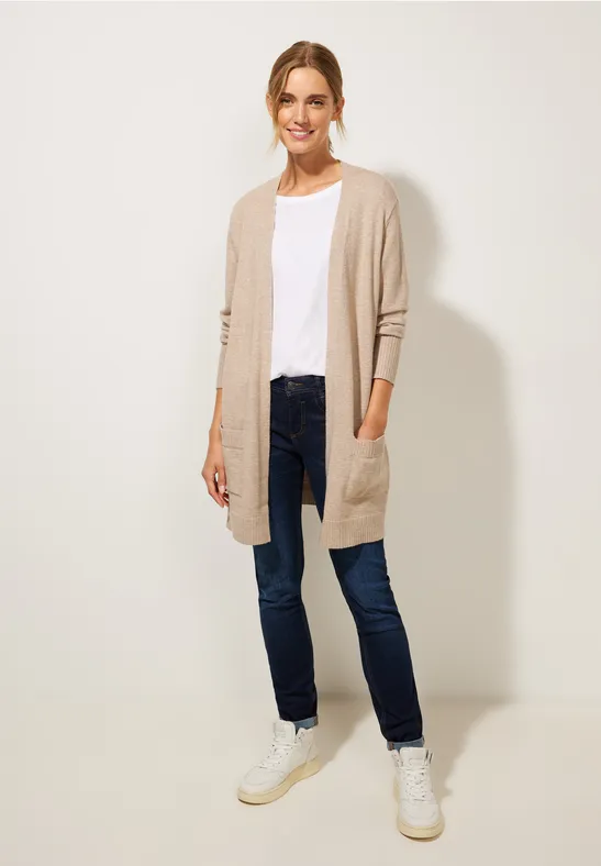 Basic Cardigan mit Taschen bleached sand melange