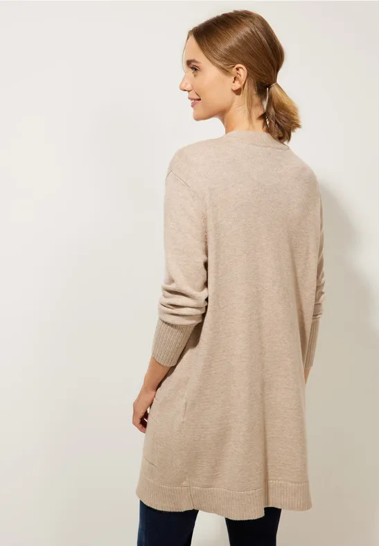 Basic Cardigan mit Taschen bleached sand melange