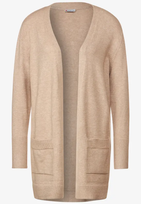 Basic Cardigan mit Taschen bleached sand melange