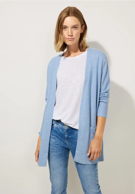 Basic Cardigan mit Taschen feather blue melange