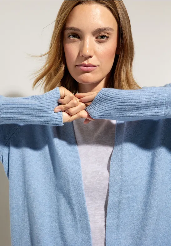 Basic Cardigan mit Taschen feather blue melange