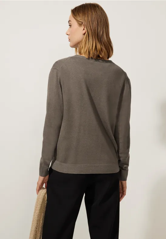 Cardigan mit V-Ausschnitt falcon brown melange