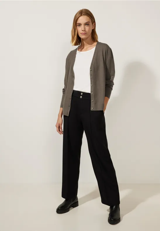 Cardigan mit V-Ausschnitt falcon brown melange