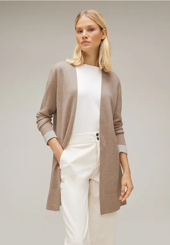 Doubleface Long Cardigan bleached sand melange