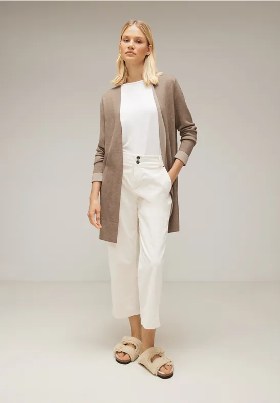 Doubleface Long Cardigan bleached sand melange