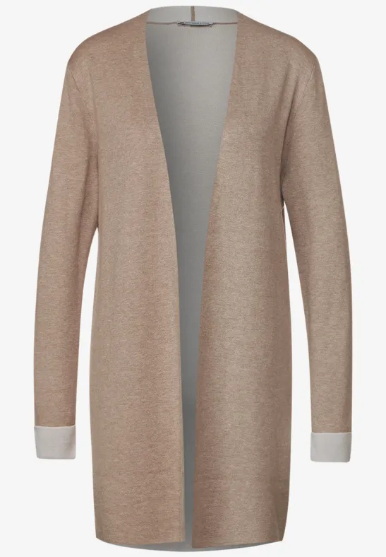 Doubleface Long Cardigan bleached sand melange