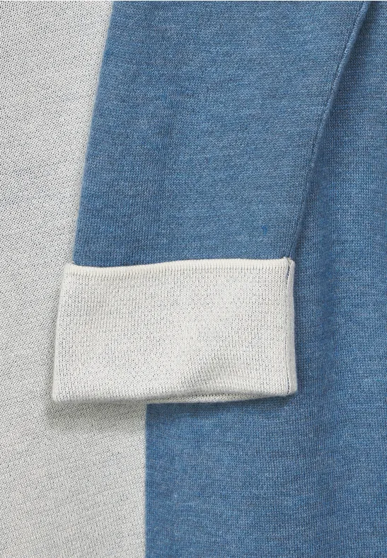 Doubleface Long Cardigan satin blue melange