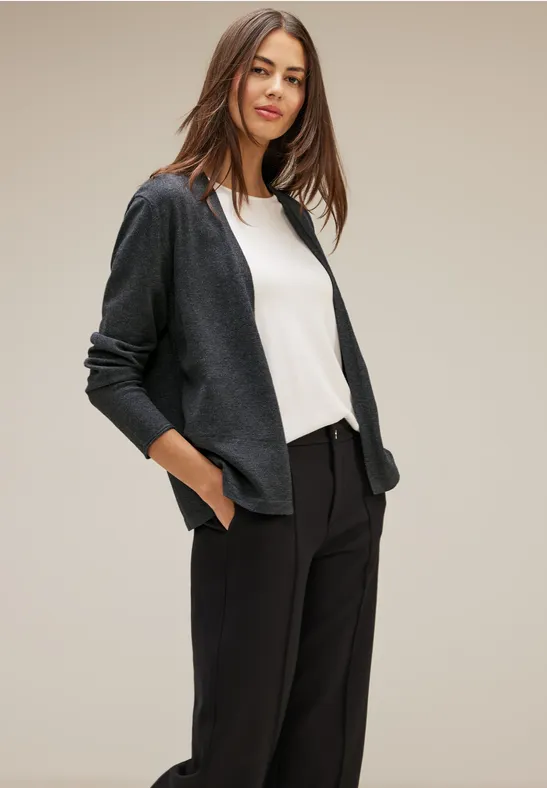 Kurze Strickjacke anthracite melange