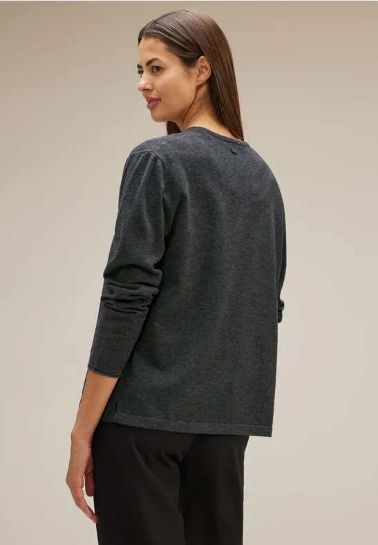 Kurze Strickjacke anthracite melange