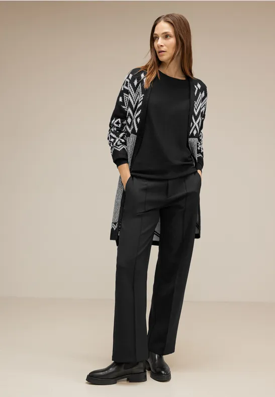 Offener Cardigan mit Muster Black