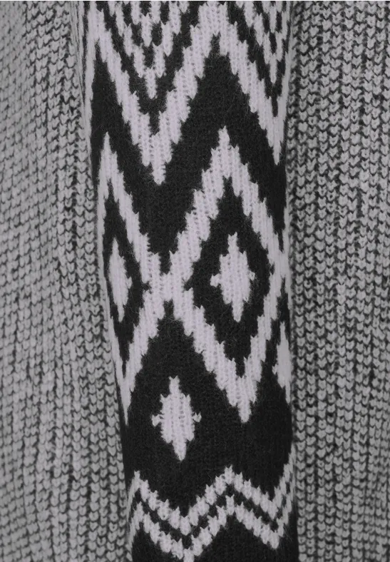 Offener Cardigan mit Muster Black