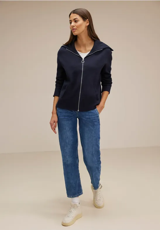 Zipper Troyer Strickjacke deep blue