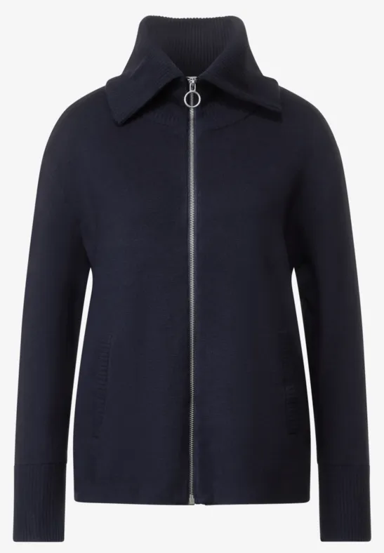 Zipper Troyer Strickjacke deep blue