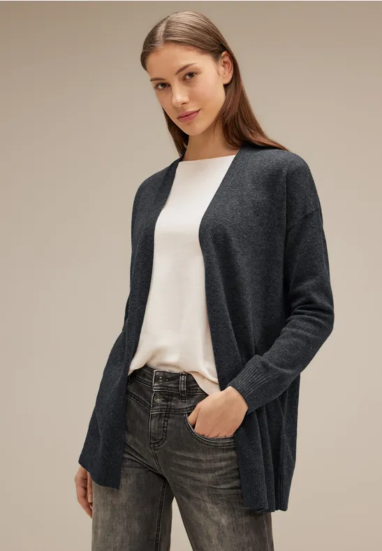 Offener Strickcardigan knit carbon grey melange