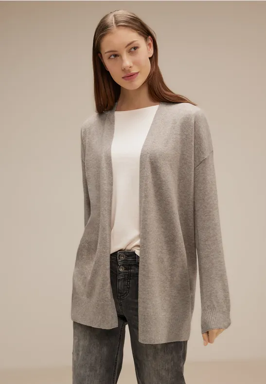 Offener Strickcardigan whisper mocca melange