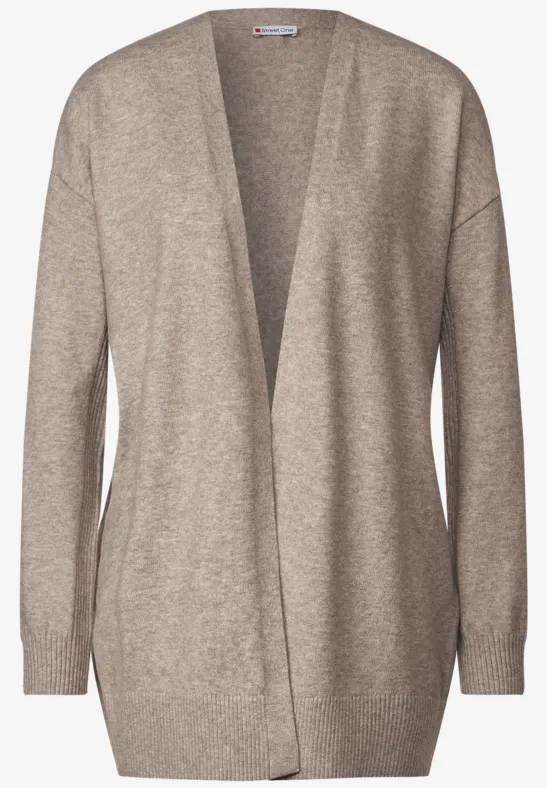 Offener Strickcardigan whisper mocca melange