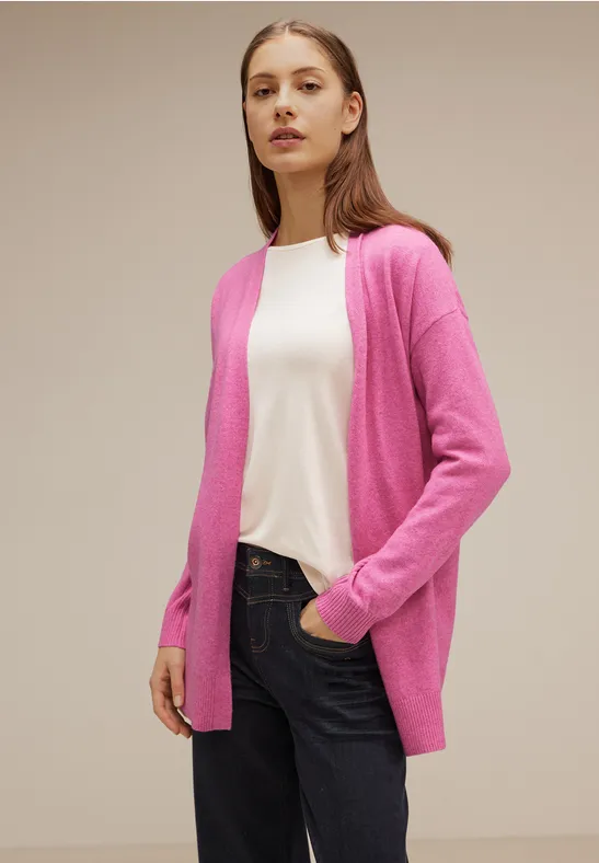 Offener Strickcardigan cozy pink melange