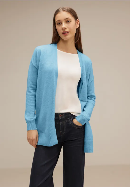 Offener Strickcardigan light aquamarine blue mel.