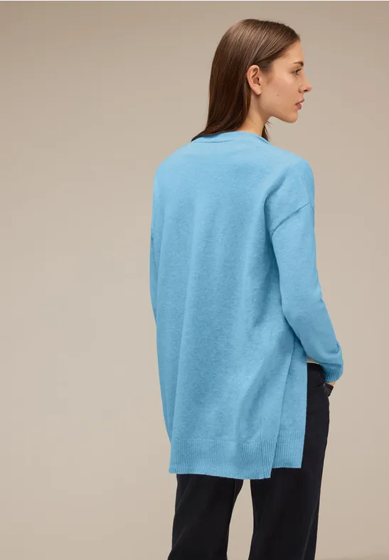 Offener Strickcardigan light aquamarine blue mel.