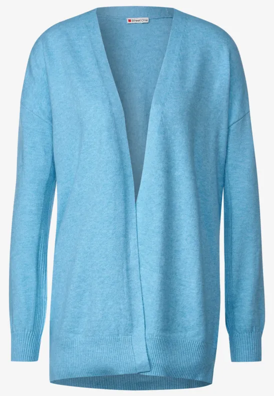 Offener Strickcardigan light aquamarine blue mel.