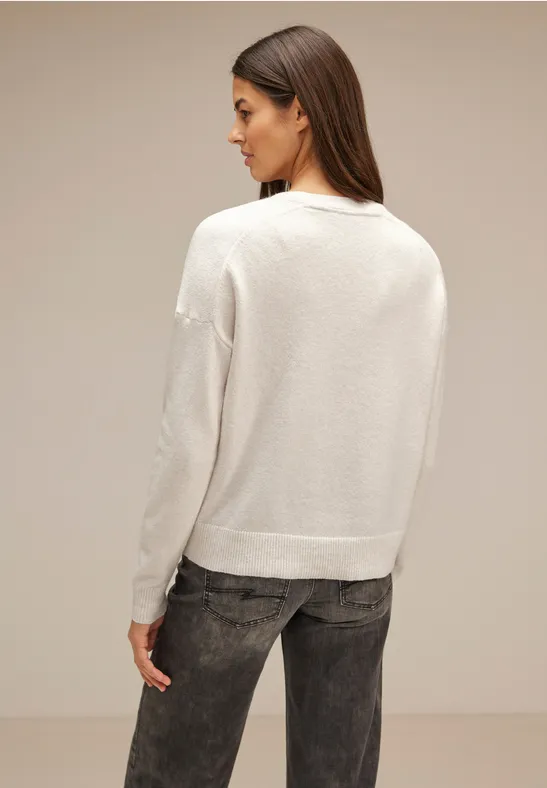 Cardigan mit Knopfleiste cream white melange