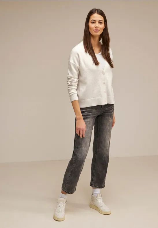 Cardigan mit Knopfleiste cream white melange