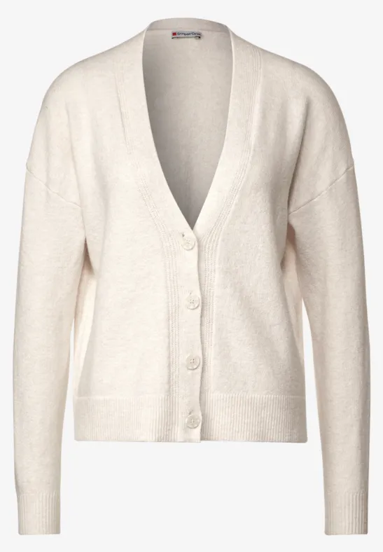 Cardigan mit Knopfleiste cream white melange