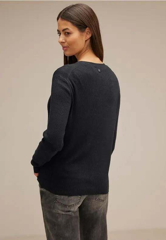 Cardigan mit Ripp Struktur Black