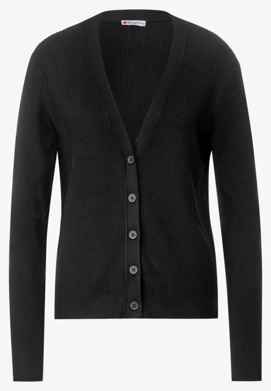 Cardigan mit Ripp Struktur Black