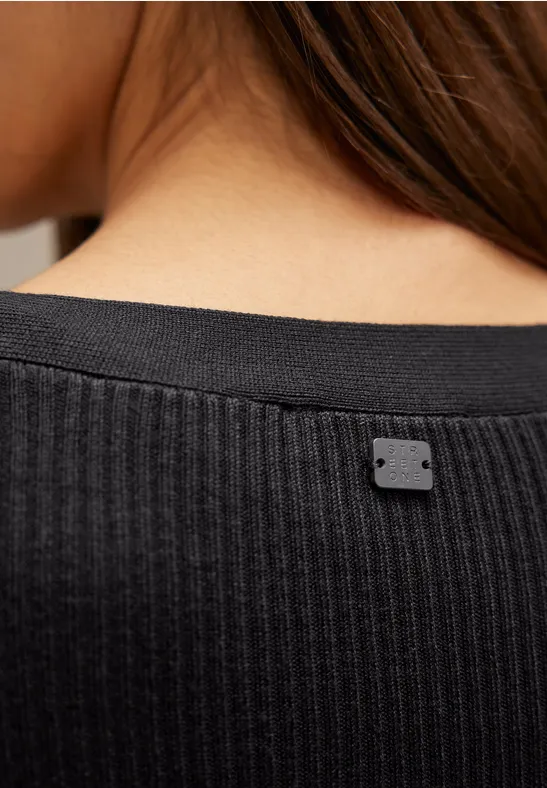 Cardigan mit Ripp Struktur Black