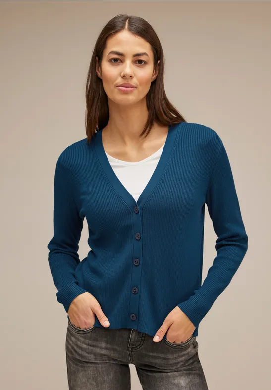 Cardigan mit Ripp Struktur atlantic blue