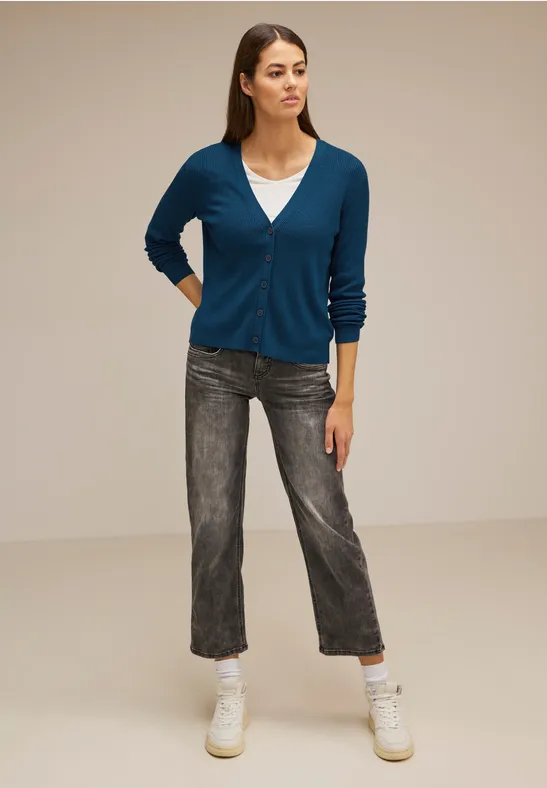 Cardigan mit Ripp Struktur atlantic blue