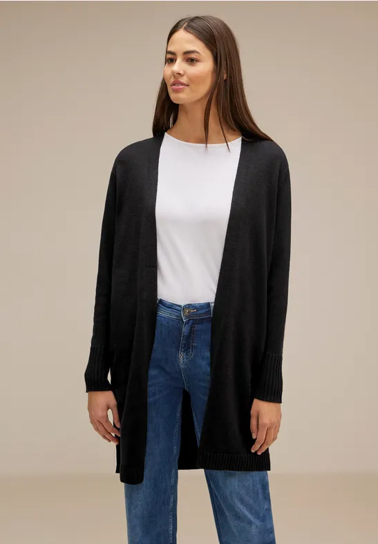 Offener Long Cardigan Black