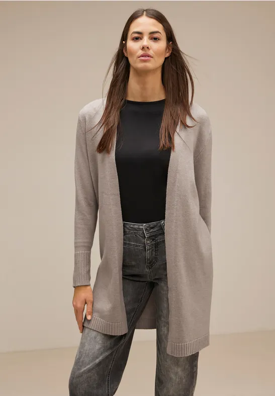 Offener Long Cardigan whisper mocca melange