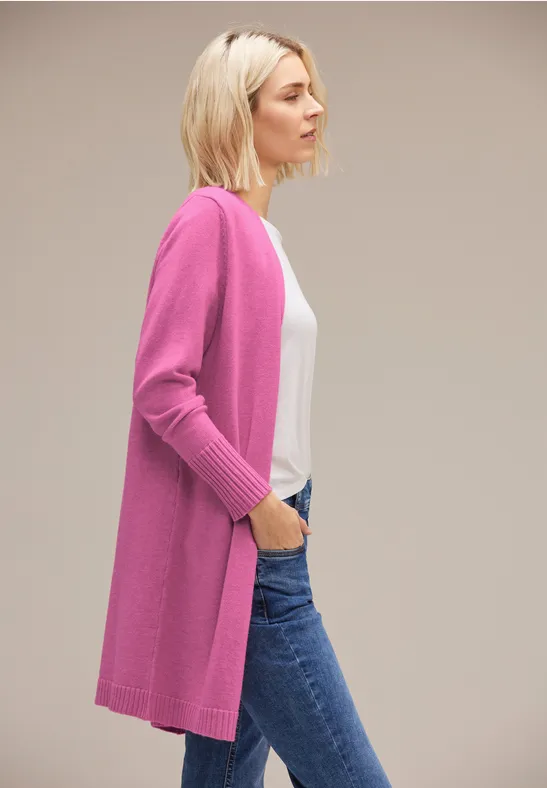 Offener Long Cardigan cozy pink melange