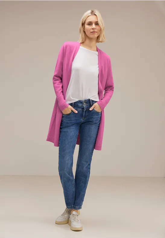 Offener Long Cardigan cozy pink melange