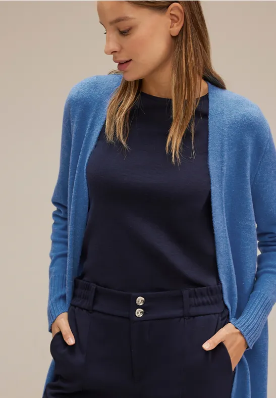 Offener Long Cardigan intense gentle blue melange