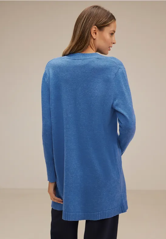 Offener Long Cardigan intense gentle blue melange