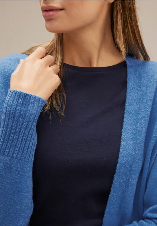 Offener Long Cardigan intense gentle blue melange