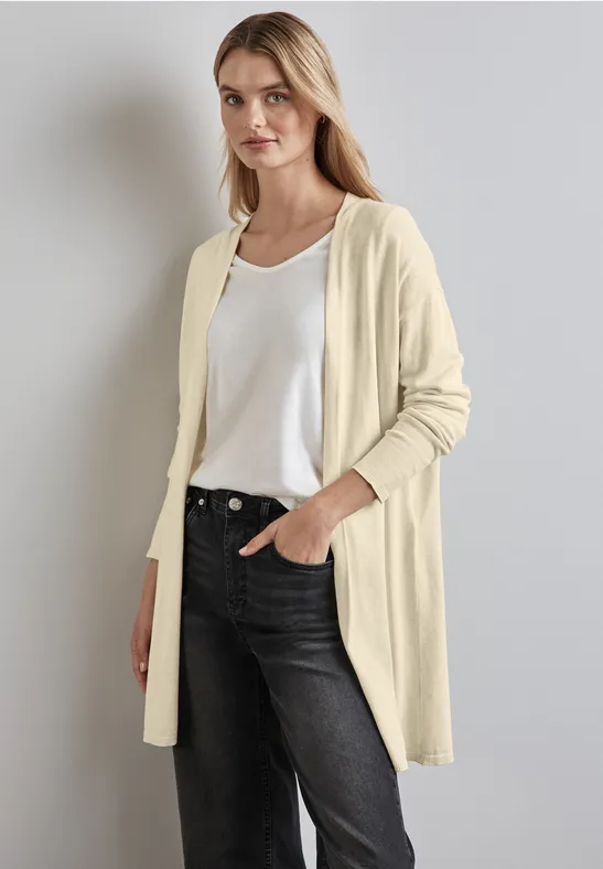 Langer Feinstrickcardigan oak beige melange