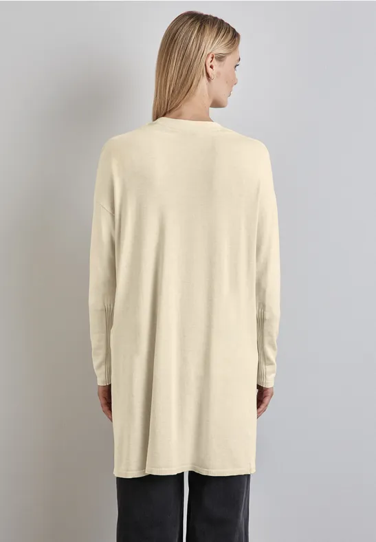 Langer Feinstrickcardigan oak beige melange