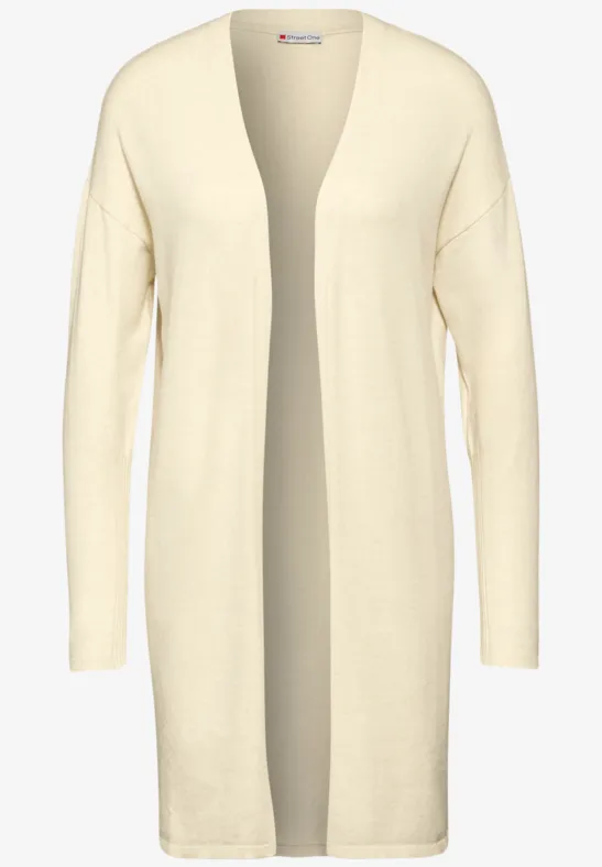 Langer Feinstrickcardigan oak beige melange