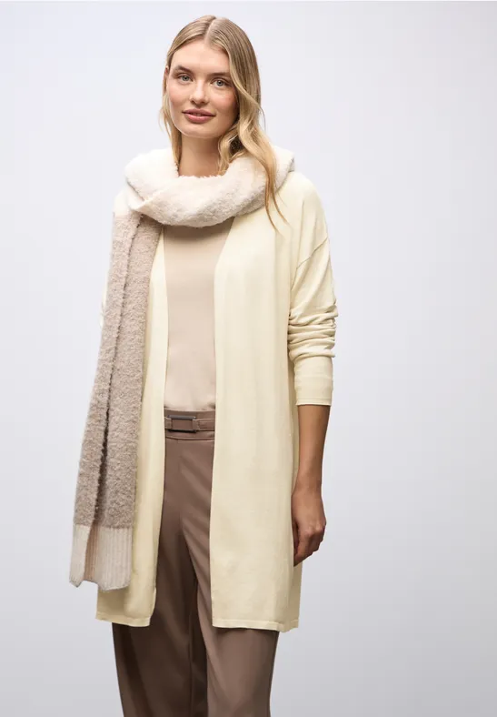Long cardigan en maille fine oak beige melange