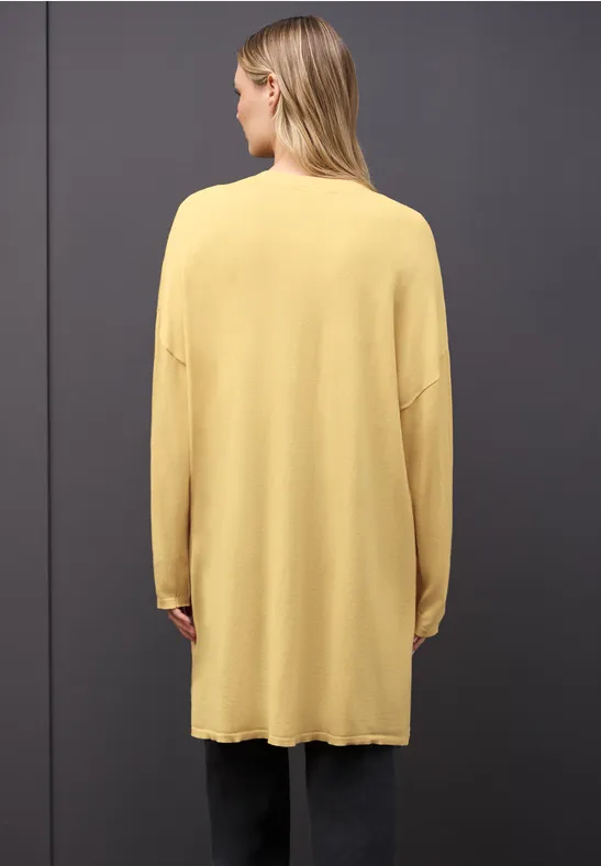 Long cardigan en maille fine buttercup yellow